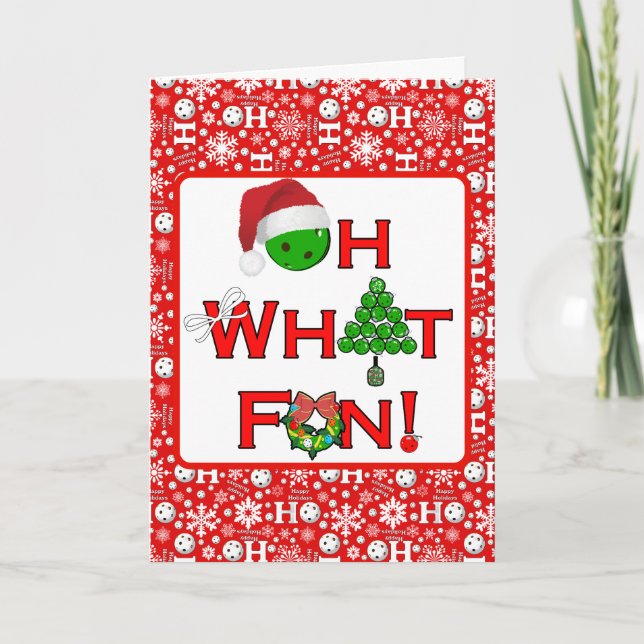 Pickleball Christmas Oh What Fun Snowflakes Red Helgkort (Framsida)