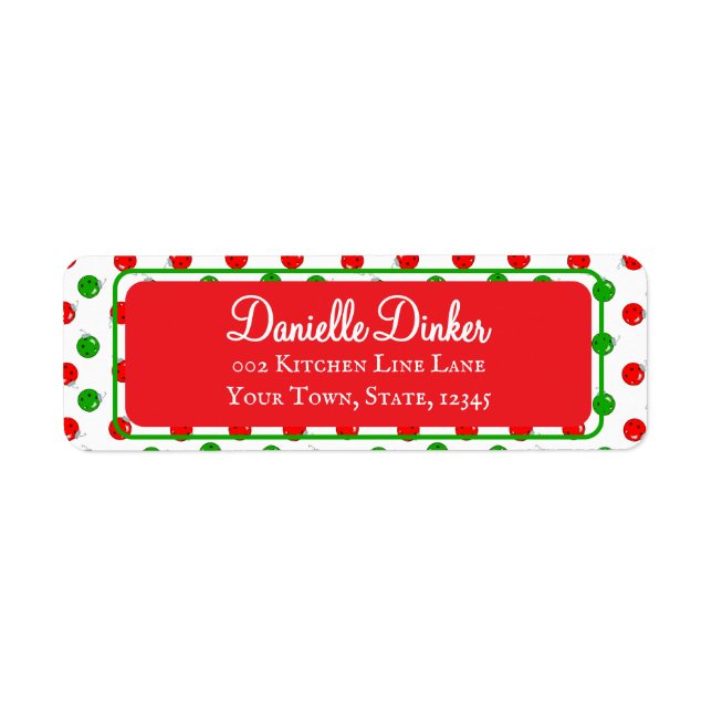 Pickleball Christmas Ornaments Party Invites Card  Returadress Etikett (Framsidan)