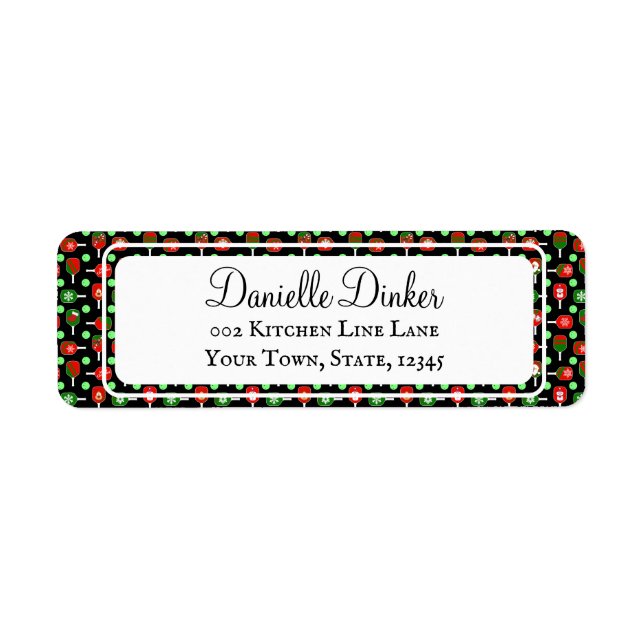 Pickleball Christmas Paddles Party Invites Cards  Returadress Etikett (Framsidan)