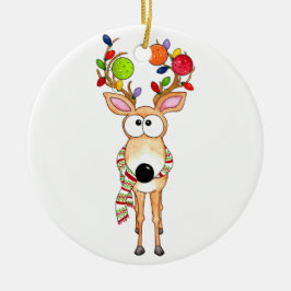 Pickleball Christmas Reindeer Julgransprydnad Keramik