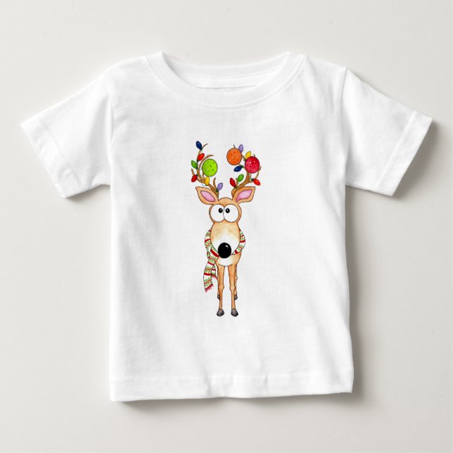 Pickleball Christmas Reindeer T Shirt (Framsida)