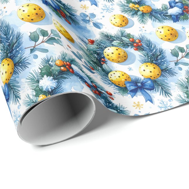 Pickleball Christmas themed Presentpapper (Rullad Hörn)