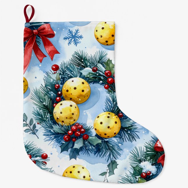 Pickleball Christmas themed Stor Julstrumpa (Framsidan)