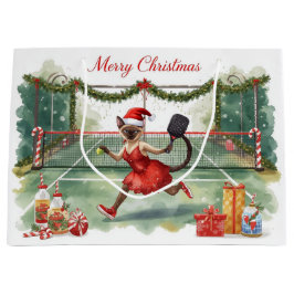Pickleball Christmas themed with cat 