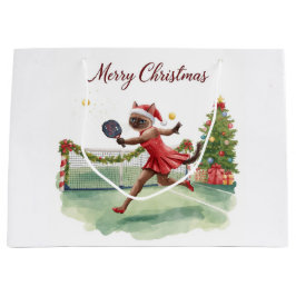 Pickleball Christmas themed with cat 