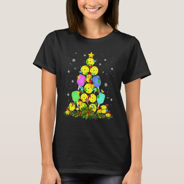 Pickleball Christmas Tree Santa Pickleball X Mas L T Shirt (Framsida)