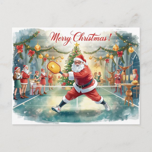 Pickleball Christmas with Santa Merry Christmas Helg Vykort (Framsida)