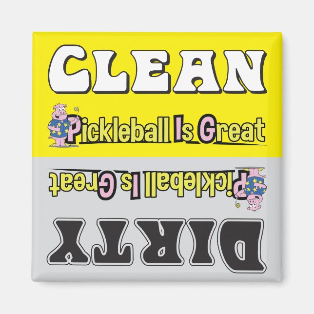 PICKLEBALL CLEAN-DIRTY DISHWASHER MAGNET (Framsidan)