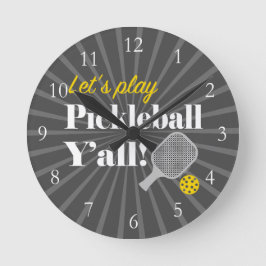 Pickleball Clock Let's Play Funny Gift for Player Rund Klocka