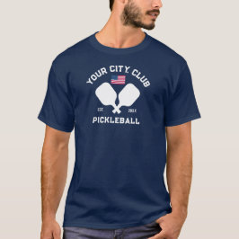 Pickleball Club Team Player USA American Flag T Shirt