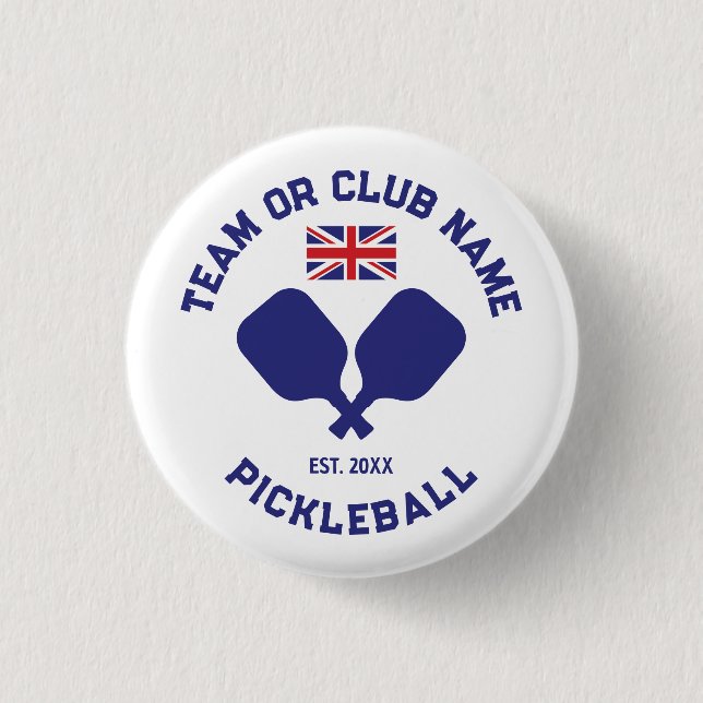 Pickleball Club Team UK United Kingdom Flag Custom Knapp (Framsida)