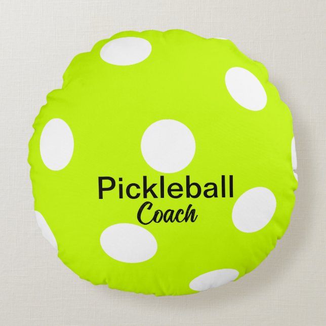 Pickleball Coach-Gult Rund Kudde (Framsidan)