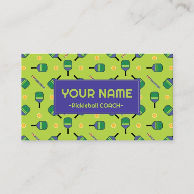 Pickleball Coach - I kärlek pickleball färsk grönt Visitkort (Framsida)