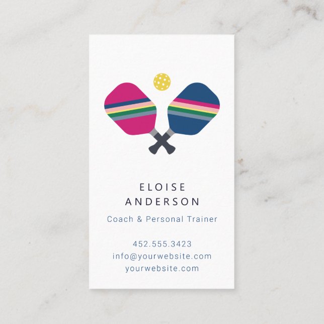 Pickleball Coach + Personal Trainer Affärskort Visitkort (Baksida)