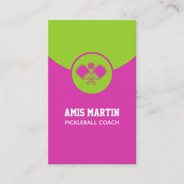 Pickleball Coach Rosa pickleball paddel Visitkort (Framsida)