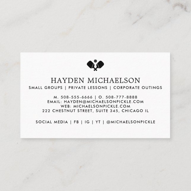Pickleball Coach Teaching Pro - lägg till din Logo Visitkort (Baksida)