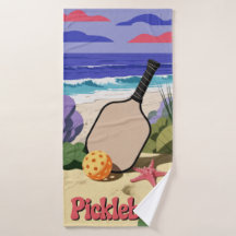Pickleball Coastal Paddle Scene med Starfish