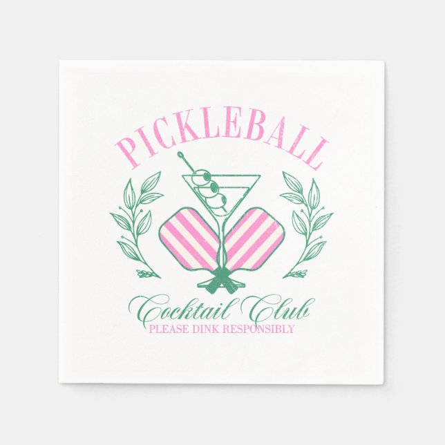 Pickleball Cocktail-Klubb Pappersservett (Framsidan)