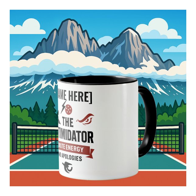 Pickleball Coffee Mug With The Intimidator Design Mugg (PICKLEBALL PERSONALIZED NAME COFFEE MUG)