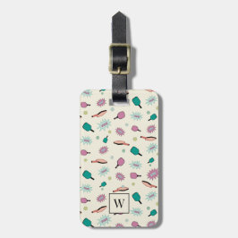Pickleball! Colorful Monogram Initial Mönster Bagagebricka