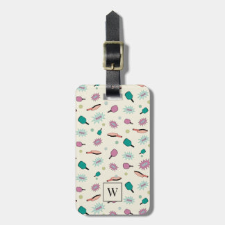 Pickleball! Colorful Monogram Initial Mönster Bagagebricka