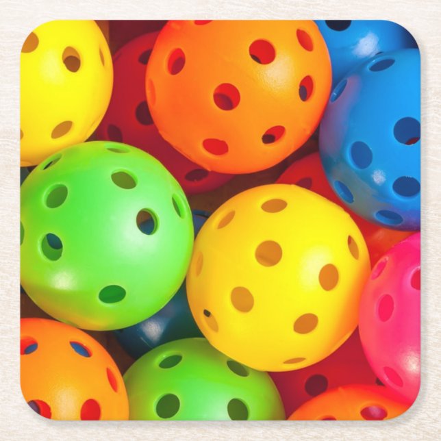 Pickleball Colorful Underlägg Papper Kvadrat (Framsidan)