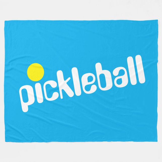 PICKLEBALL Coola Retro Diagonal text på Azure Blue Fleecefilt (Framsidan (Horisontell))