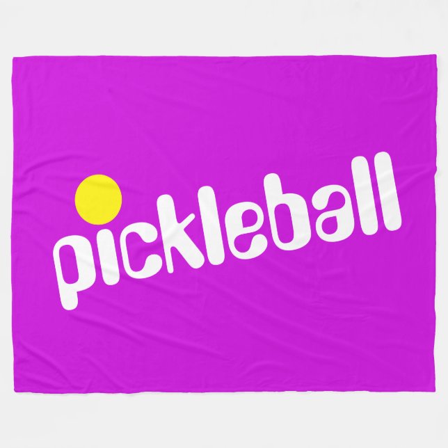 PICKLEBALL Coola Retro Diagonal text på Bright Ros Fleecefilt (Framsidan (Horisontell))