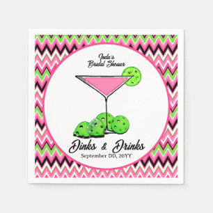 Pickleball Cosmo Dinks & Drinks Rosa Argyle Pappersservett
