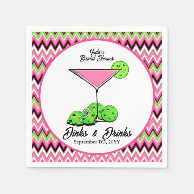 Pickleball Cosmo Dinks & Drinks Rosa Argyle Pappersservett (Framsidan)