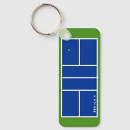 Pickleball Court Personlig Namn Grönt & Blue Nyckelring