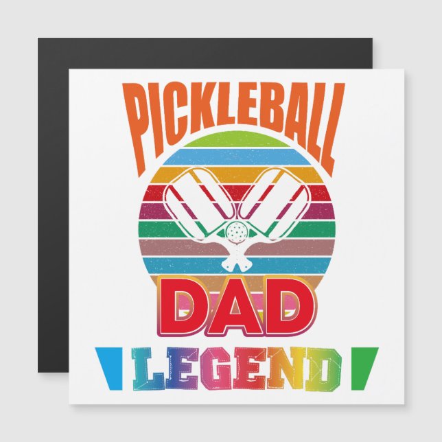 Pickleball Dad Legend Retro Rainbow (Fram/baksida)