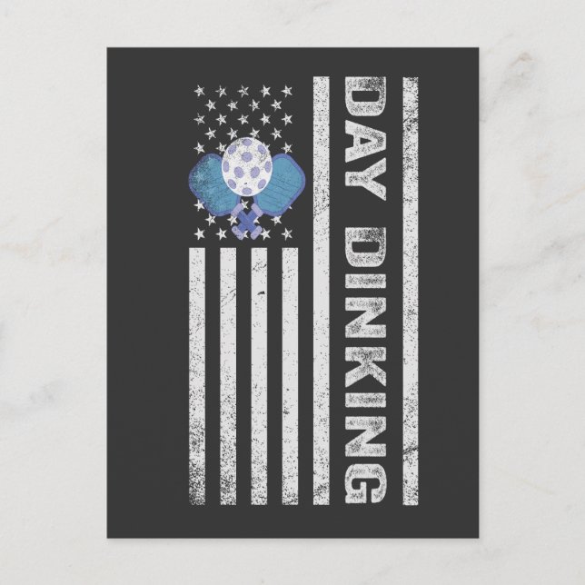 Pickleball-dag Dinking amerikansk patriotisk flagg Vykort (Framsida)