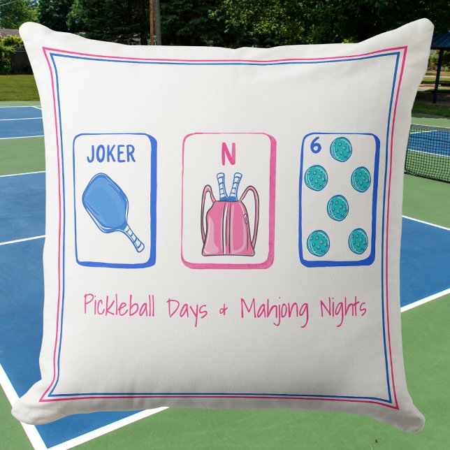 Pickleball-dagar & Mahjong-nätter Dekorativ Kudde (Skapare uppladdad)