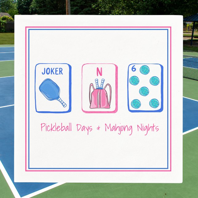 Pickleball-dagar & Mahjong-nätter Kakelpartaj Pappersservett (Skapare uppladdad)
