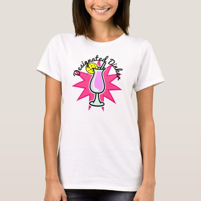 Pickleball Designad Dinker - Rosa Cocktail T Shirt (Framsida)