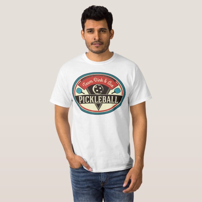 Pickleball Dink & Ace Team Player T Shirt (Hel framsida)
