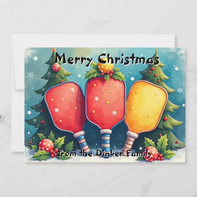 Pickleball🎅 Dink the Halls Julkort (Framsida)