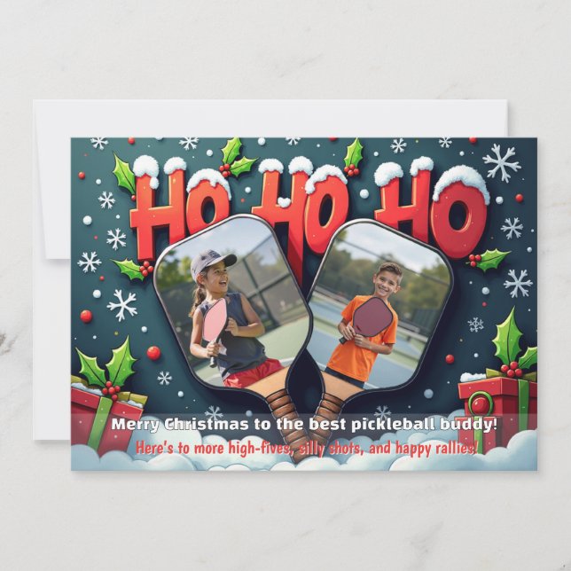 Pickleball Dinkin’ Through the Snow Julkort (Framsida)