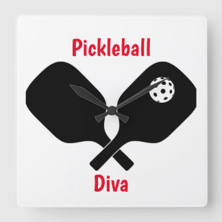 Pickleball-Diva Fyrkantig Klocka