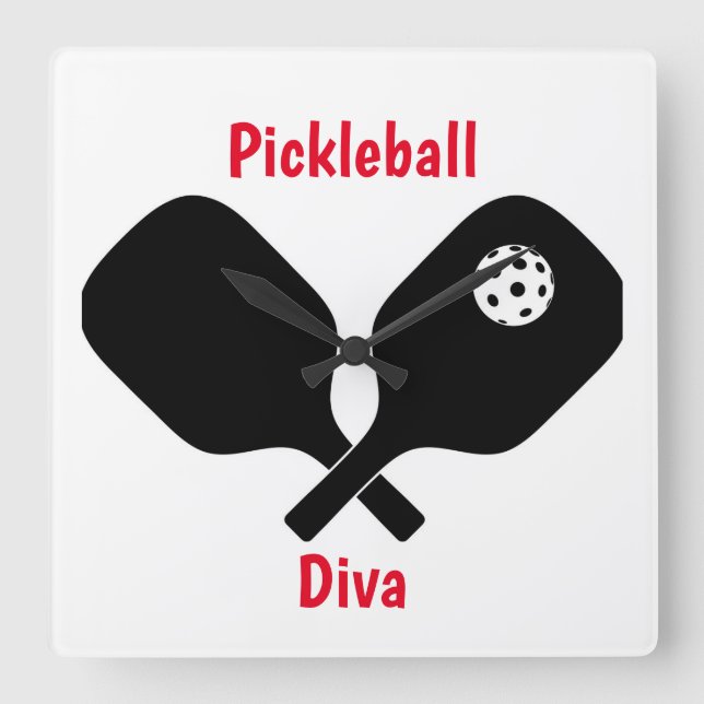 Pickleball-Diva  Fyrkantig Klocka (Framsida)