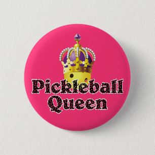 Pickleball Drottning - Gul Pickleball Med Krona Knapp