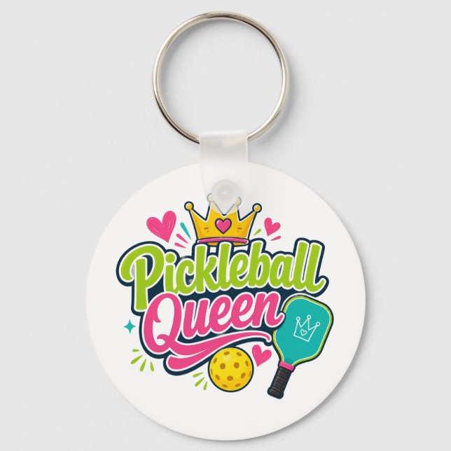 Pickleball Drottning Present till Pickleball-fans Nyckelring (Framsida)