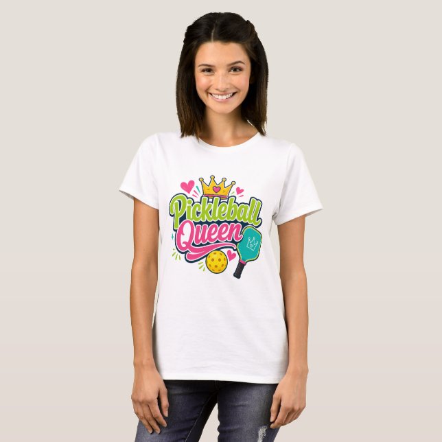 Pickleball Drottning Present till Pickleball-fans T Shirt (Hel framsida)