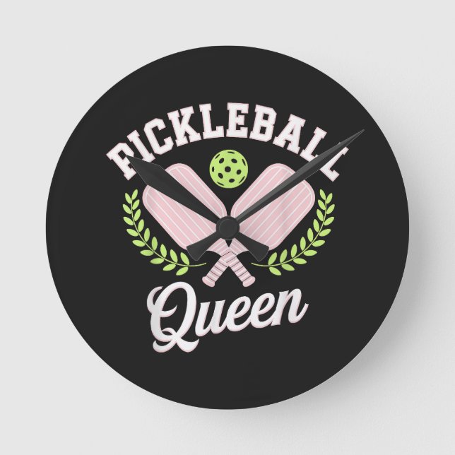 Pickleball Drottning Rolig Pickleball Spelare Rund Klocka (Framsida)