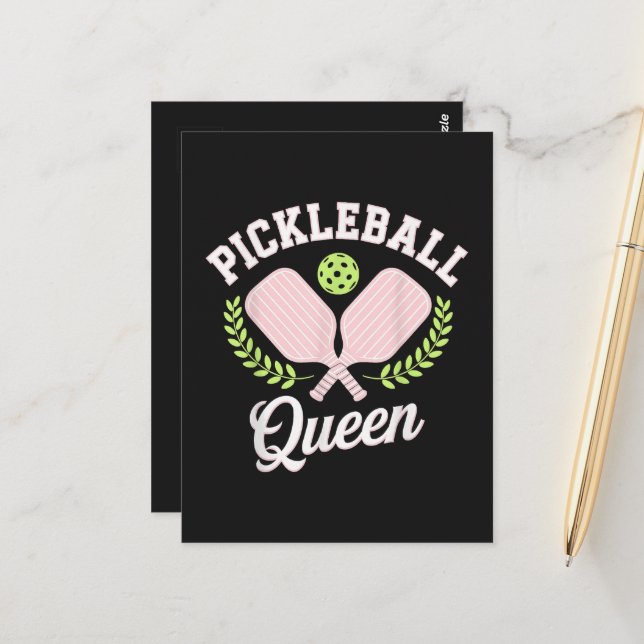 Pickleball Drottning Rolig Pickleball Spelare Vykort (Fram/Back In Situ)