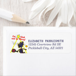 Pickleball Eat, Dink, be Merry Address Label Returadress Etikett
