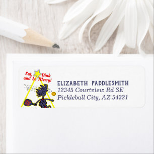 Pickleball Eat, Dink, be Merry Address Label Returadress Etikett