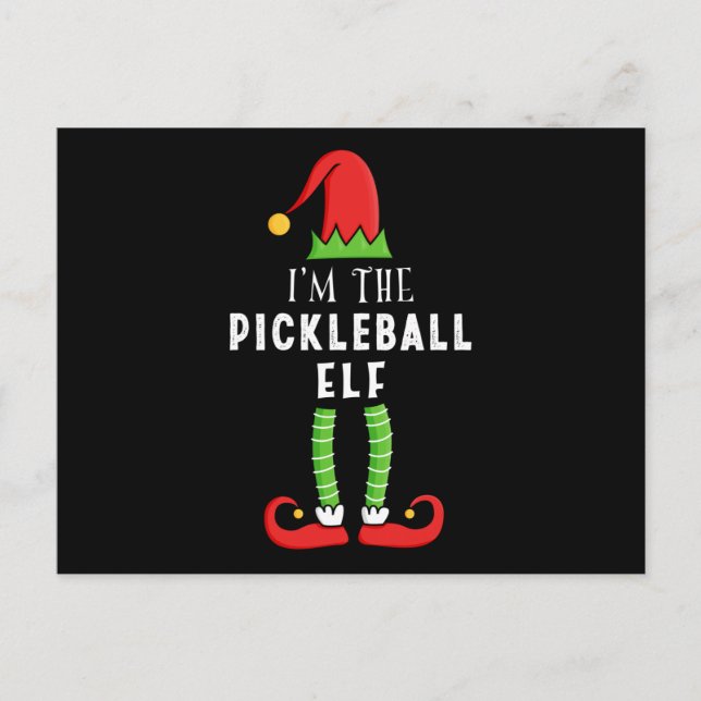 Pickleball Elf-julmatchande familjegåva Vykort (Framsida)
