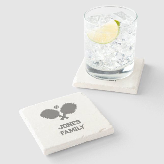 Pickleball Family Namn Pickleball Paddle-Logotyp Stenunderlägg (Sidan)